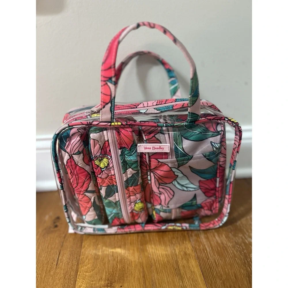 Vera Bradley 4 Pc Cosmetic Organizer Vintage Floral Summer Travel Hawaiian Bags